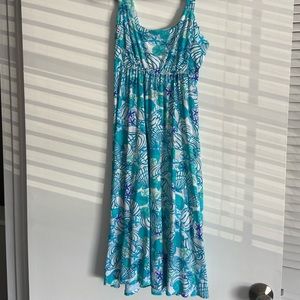 “Fresh Produce” Coastal Seashell Pattern Sleeveless Dress
